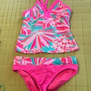Girls Pink Tankini Bathing Suit
